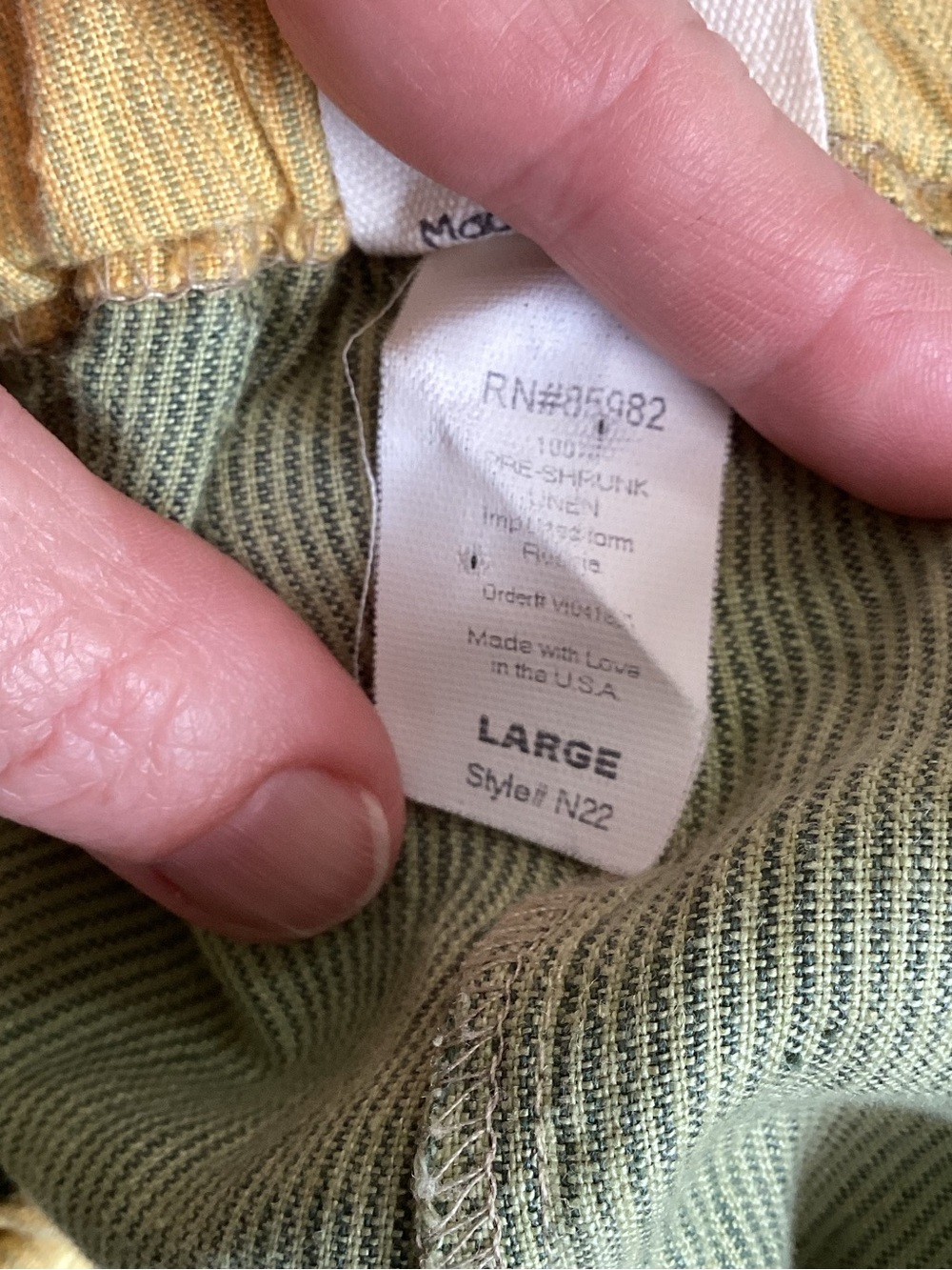 Somewhat Funky Liz & Jane Linen Pants Large Green Stripe Cropped Artsy USA - Picture 12 of 14